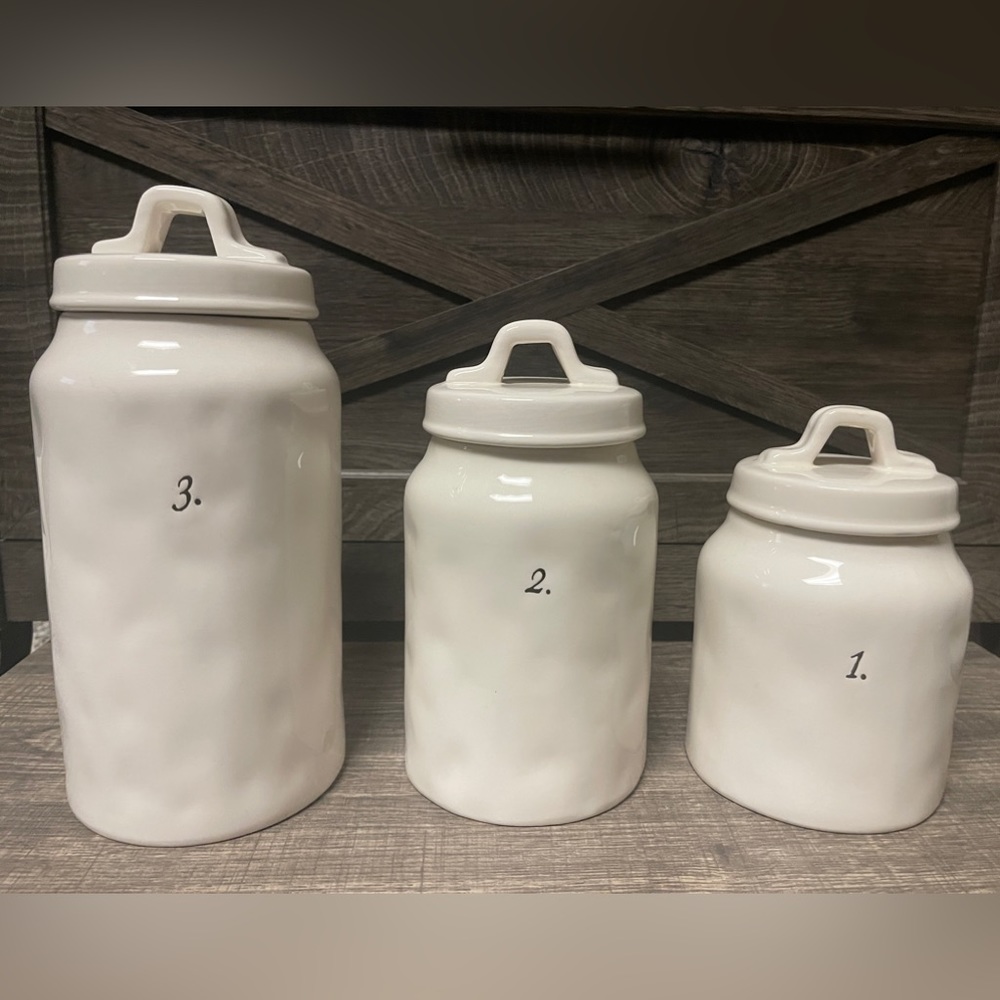 Rae Dunn Numbered Canisters 1, 2 & 3